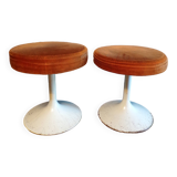 Pair of 1970s tulip stools in velvet
