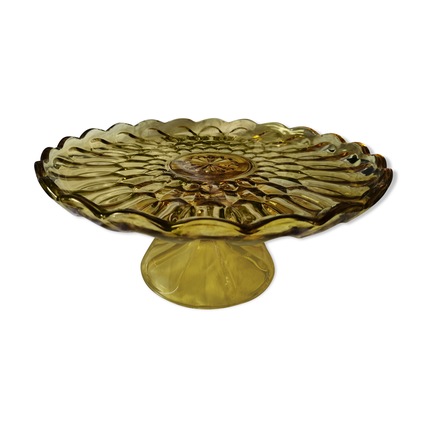 Compotier ancien verre jaune