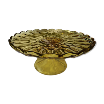 Compotier old yellow glass