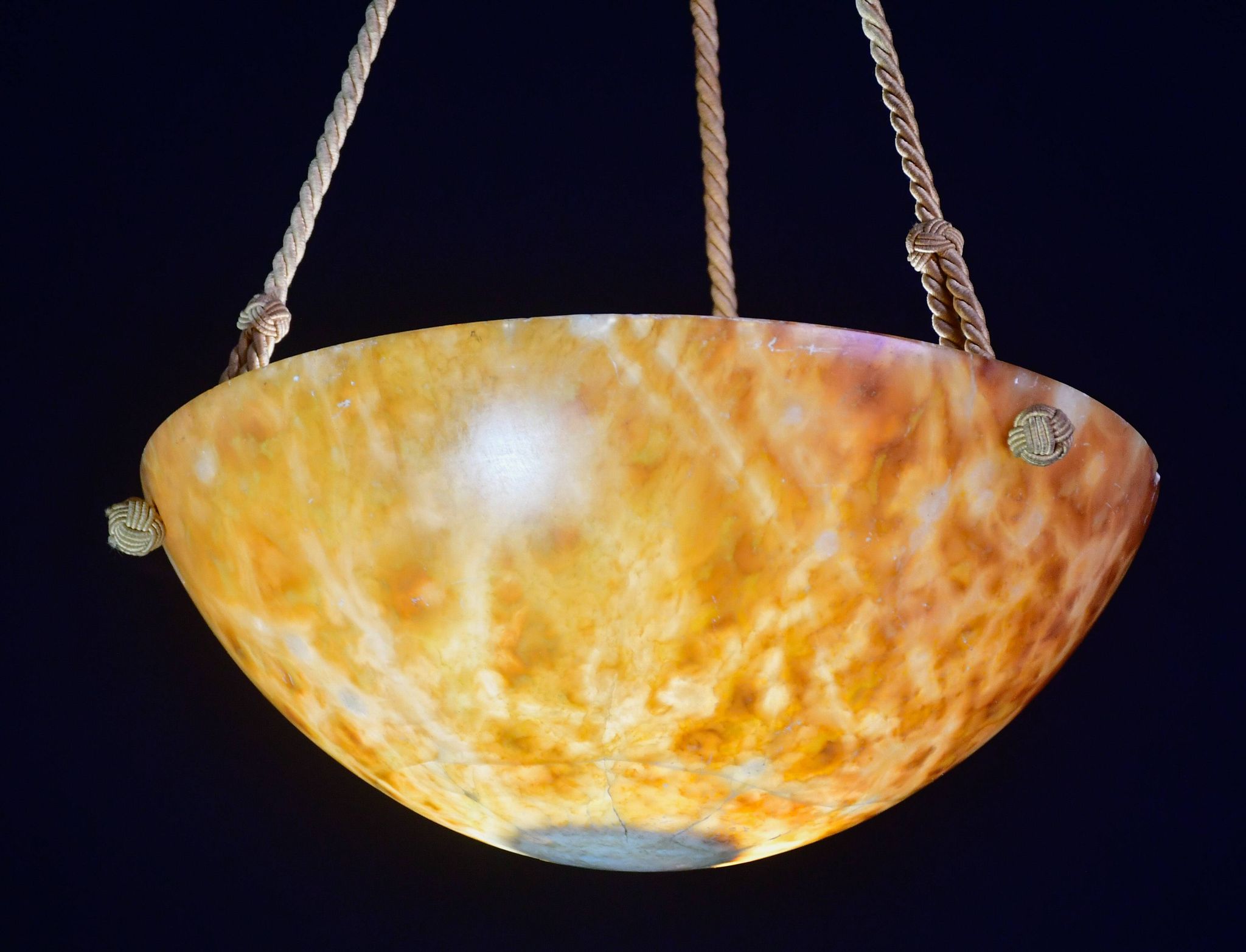 Art Deco great design brown alabaster chandelier, 1940s