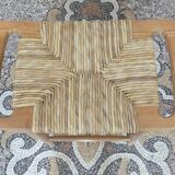 Tabouret de bar haut en teck et rotin