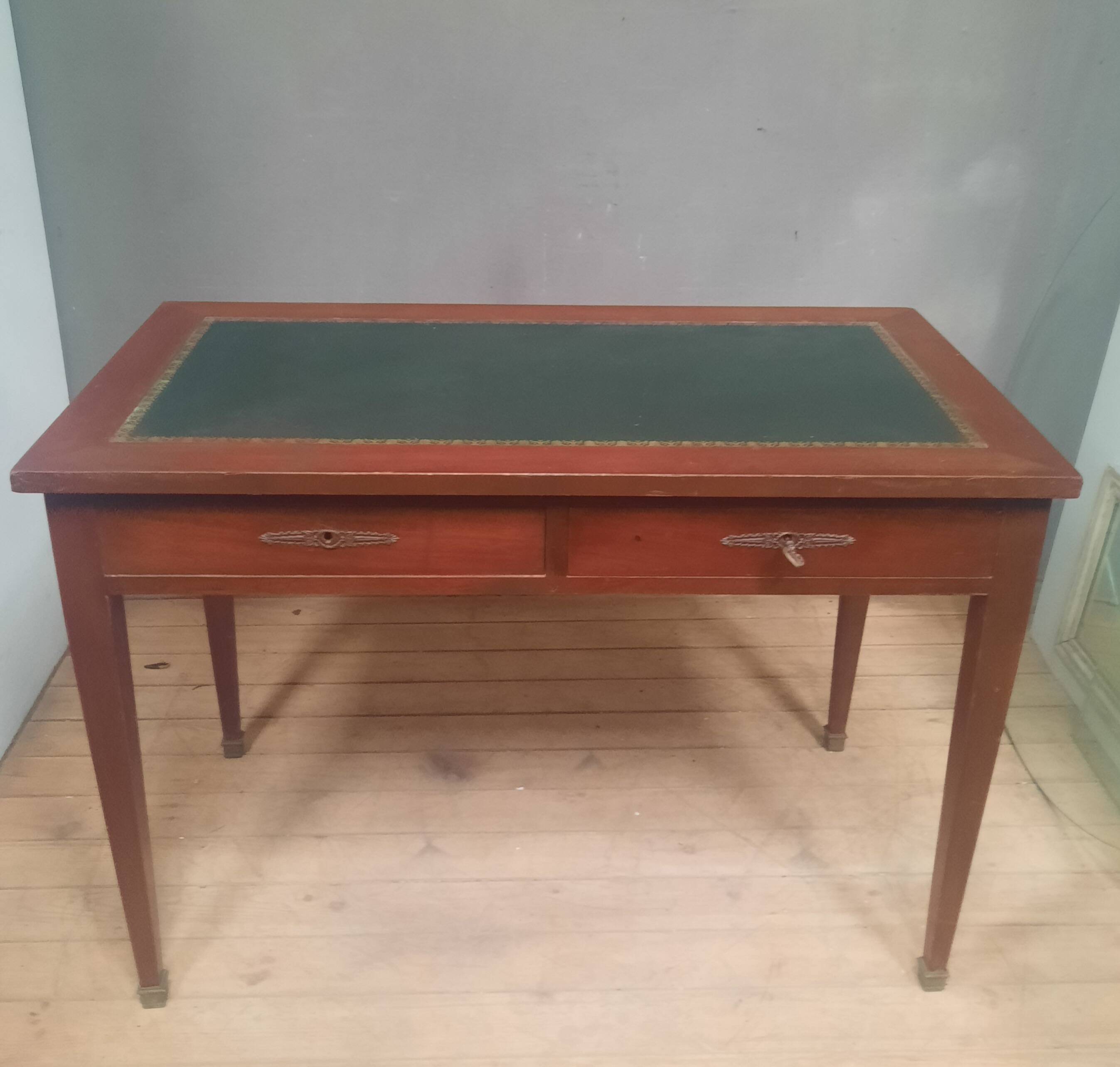 Directoire style desk table with 2 drawers