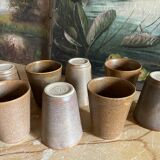 8 vintage stoneware glasses