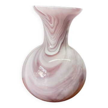 Vase style Murano en verre rose vintage