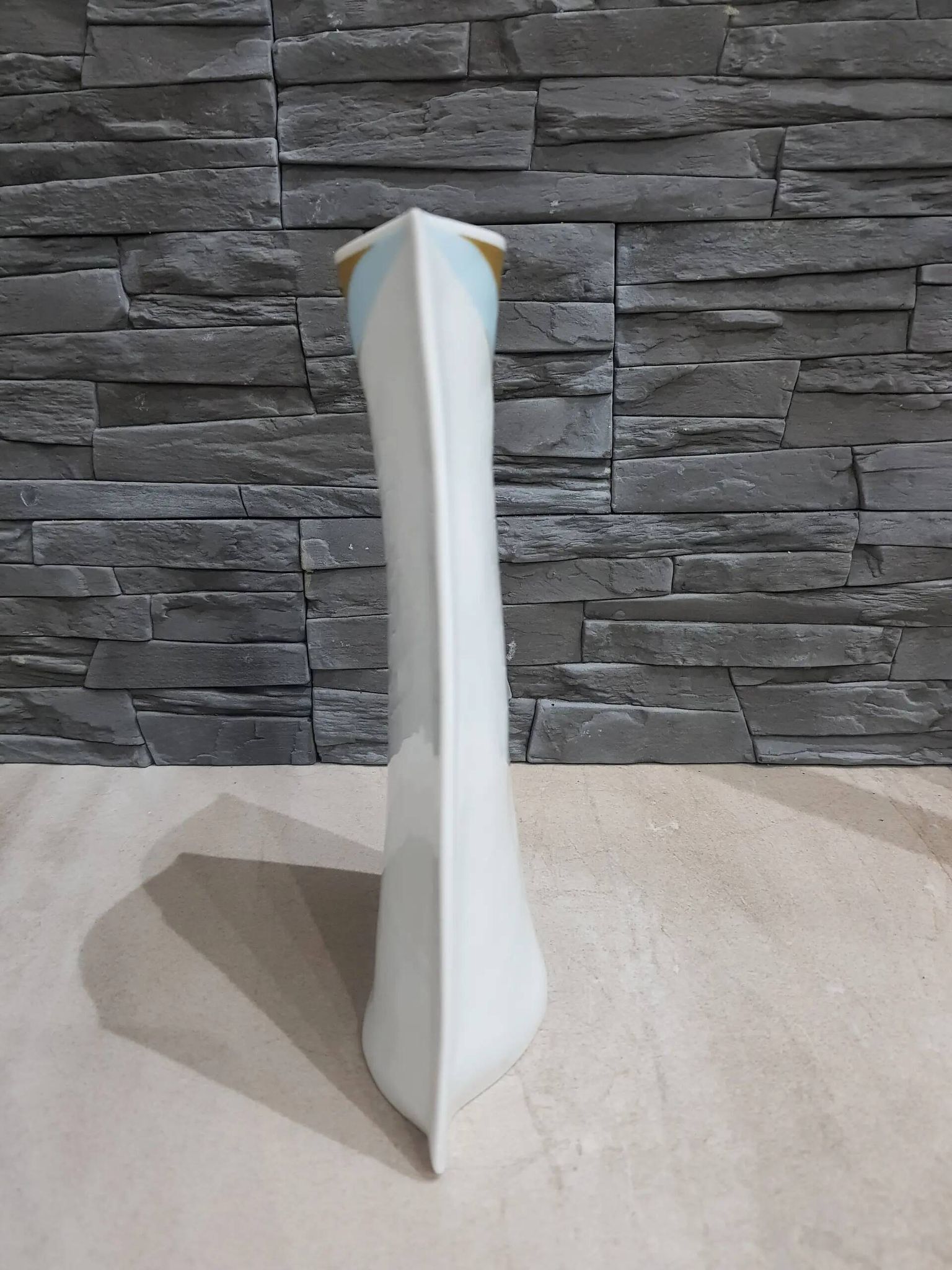 Vase parchment, white porcelain decorated, designed by J. van Loon, Rosenthal, Germany, 1980s.