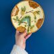Set of 2 Salins Barbotine Plates - Vintage Parakeet Decor - service
