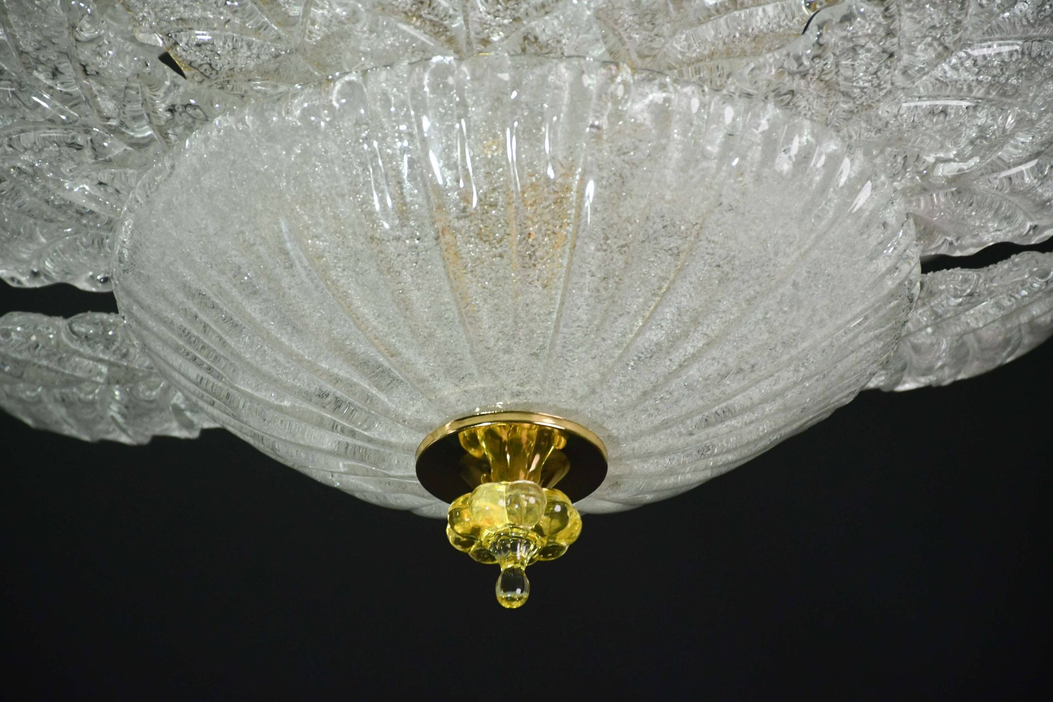 Florence, large size Murano clear transparent vintage glass ceiling light