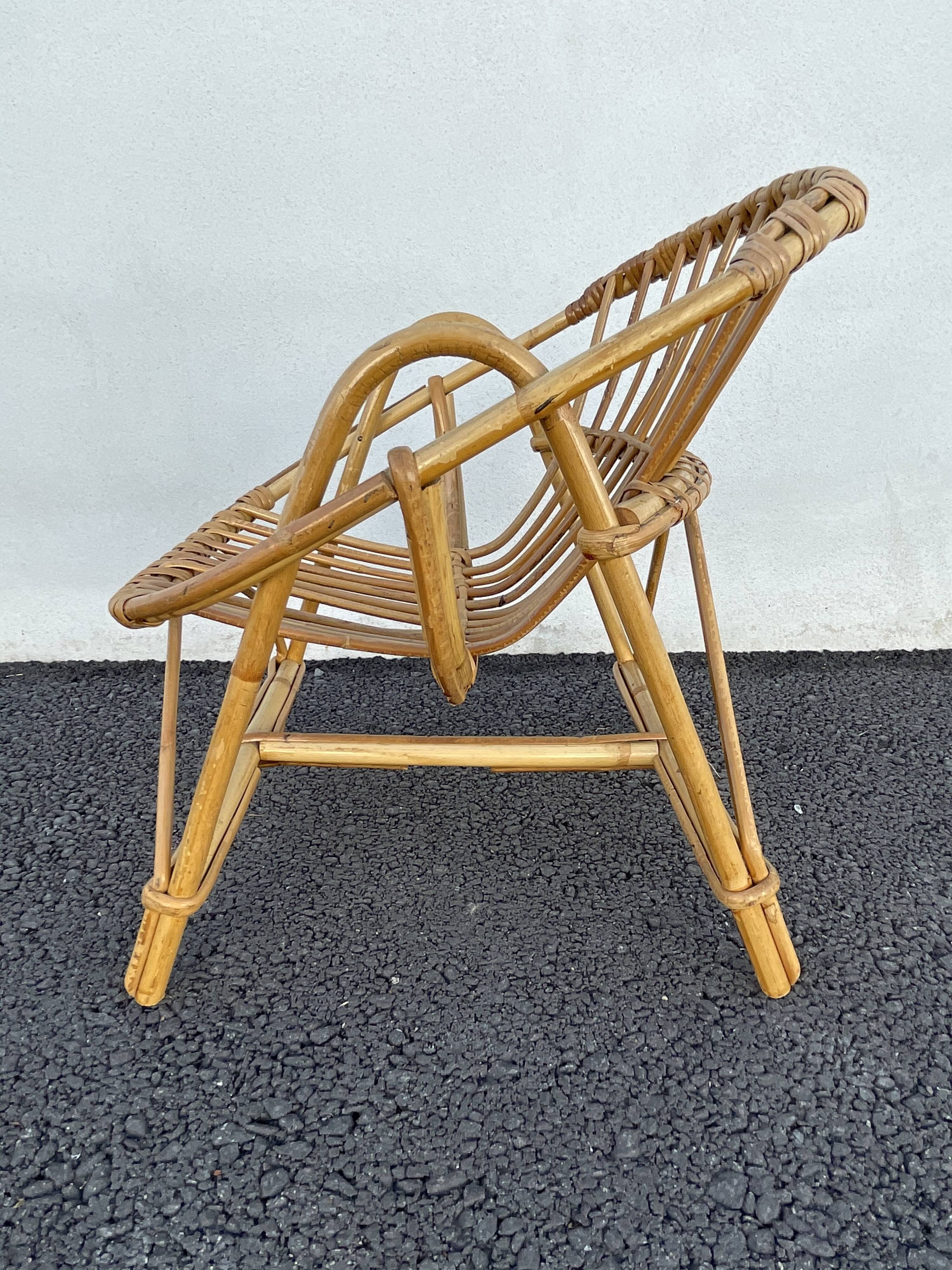 Armchair child wicker shell 70s
