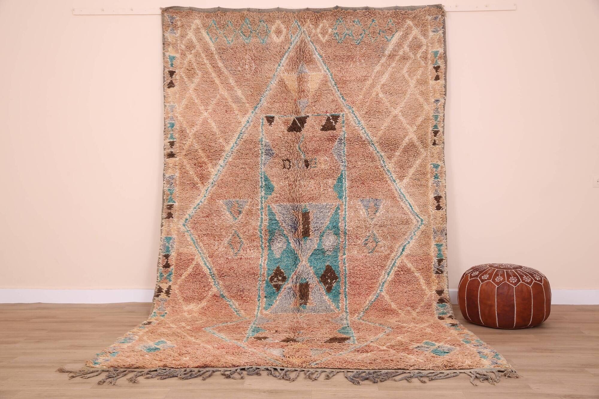 Terracotta Vintage Moroccan Rug 192 x 322 cm, Berber Handmade Wool Rug Boho