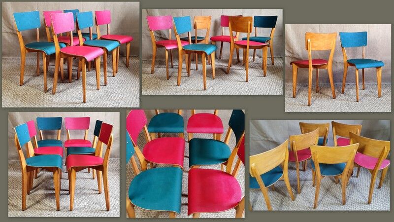Set 6 vintage bistro chairs from the 50s