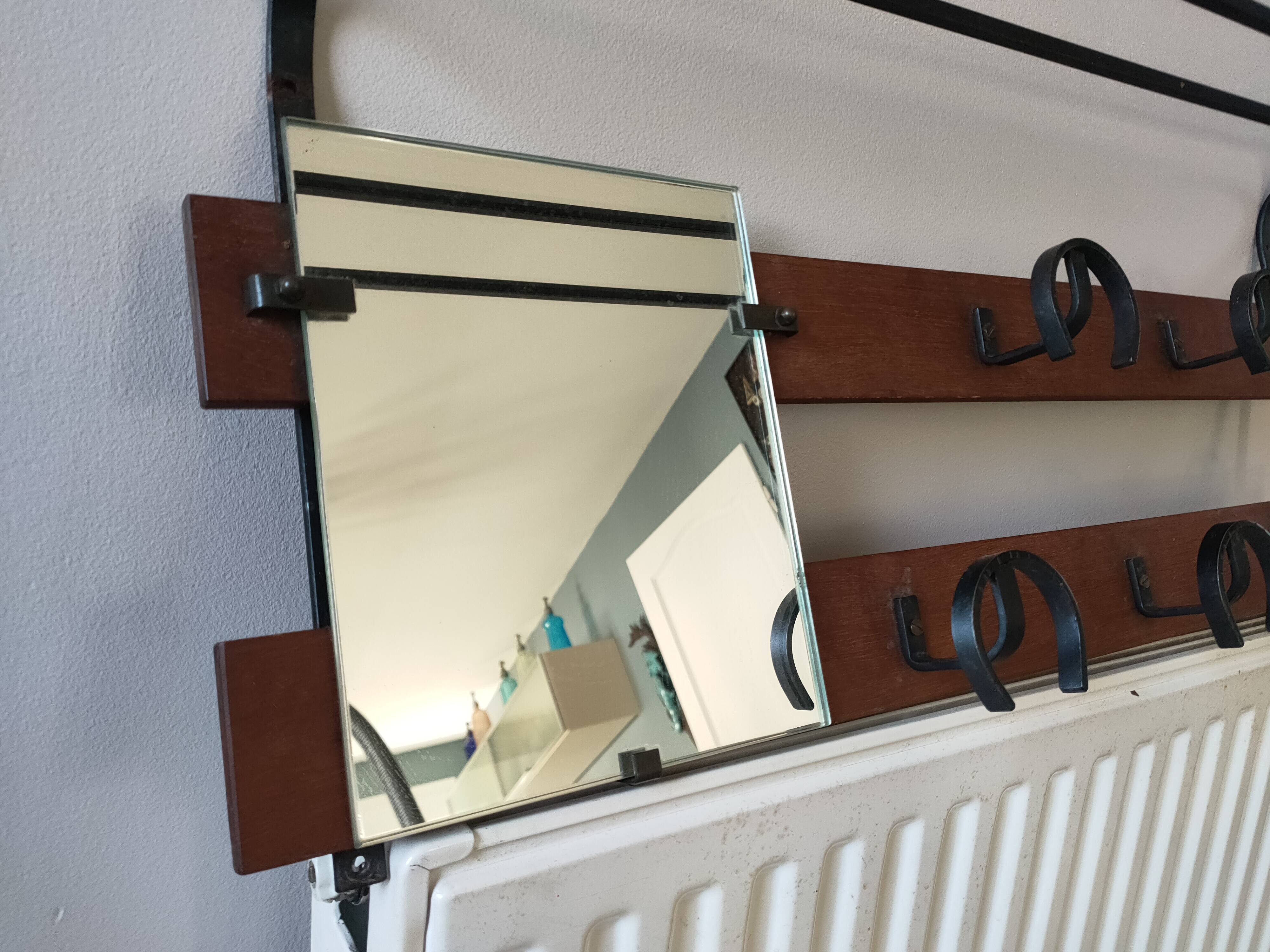 vintage teak coat rack with 6 hooks