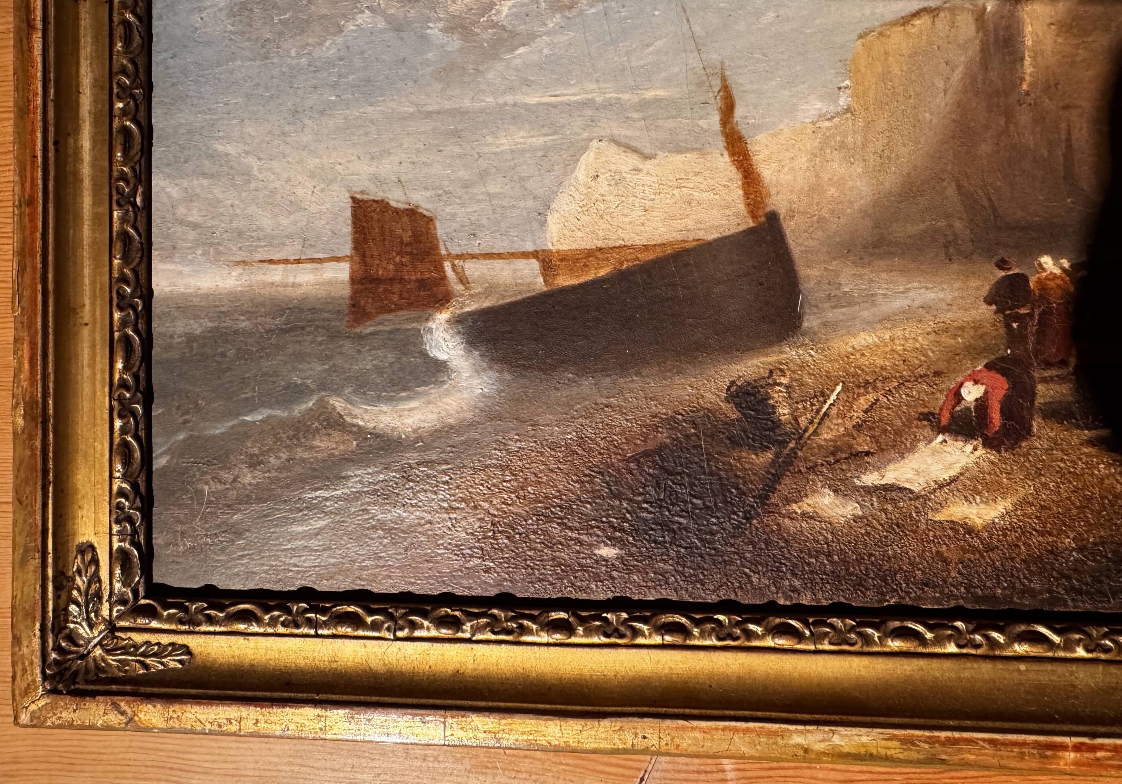 Falaise d'Amont à Etretat vers 1855