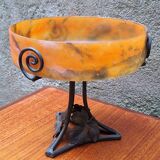 Glass and wrought iron fruit bowl