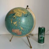 Vintage 1969 globe, tripod glass, Taride world map - 33 cm