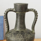 Black vase of antique inspiration in the shape of an amphora, 50s or 60s, vintage