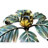 Palm leaf chandelier in painted sheet metal, 1970s