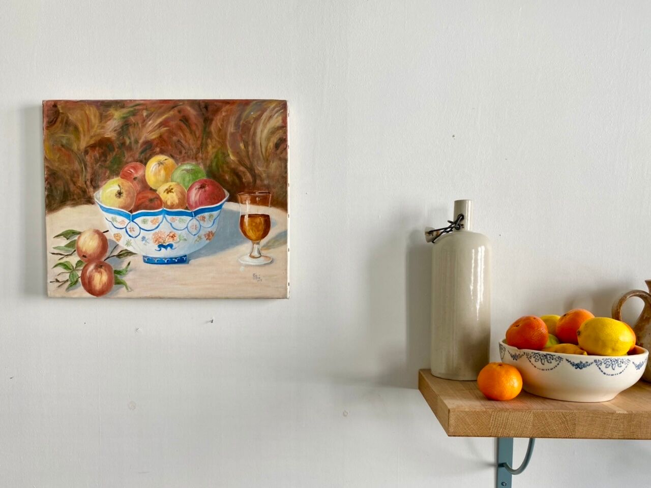 Still life in oil fruit cup