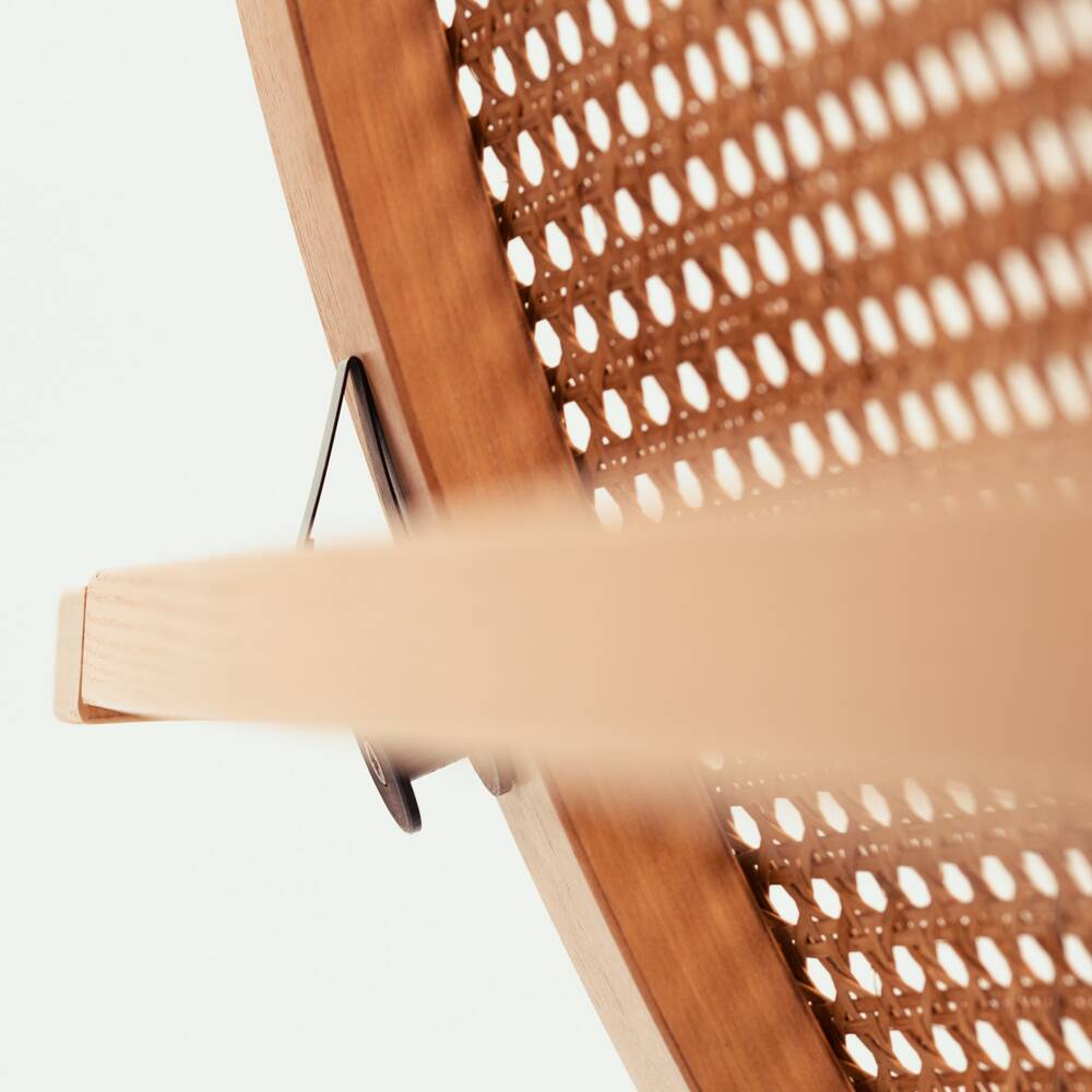Gijs Bakker folding lounge chair rattan webbing for Castelijn, 1970s