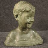Sculpture in bronze painted terracotta bust of a child
