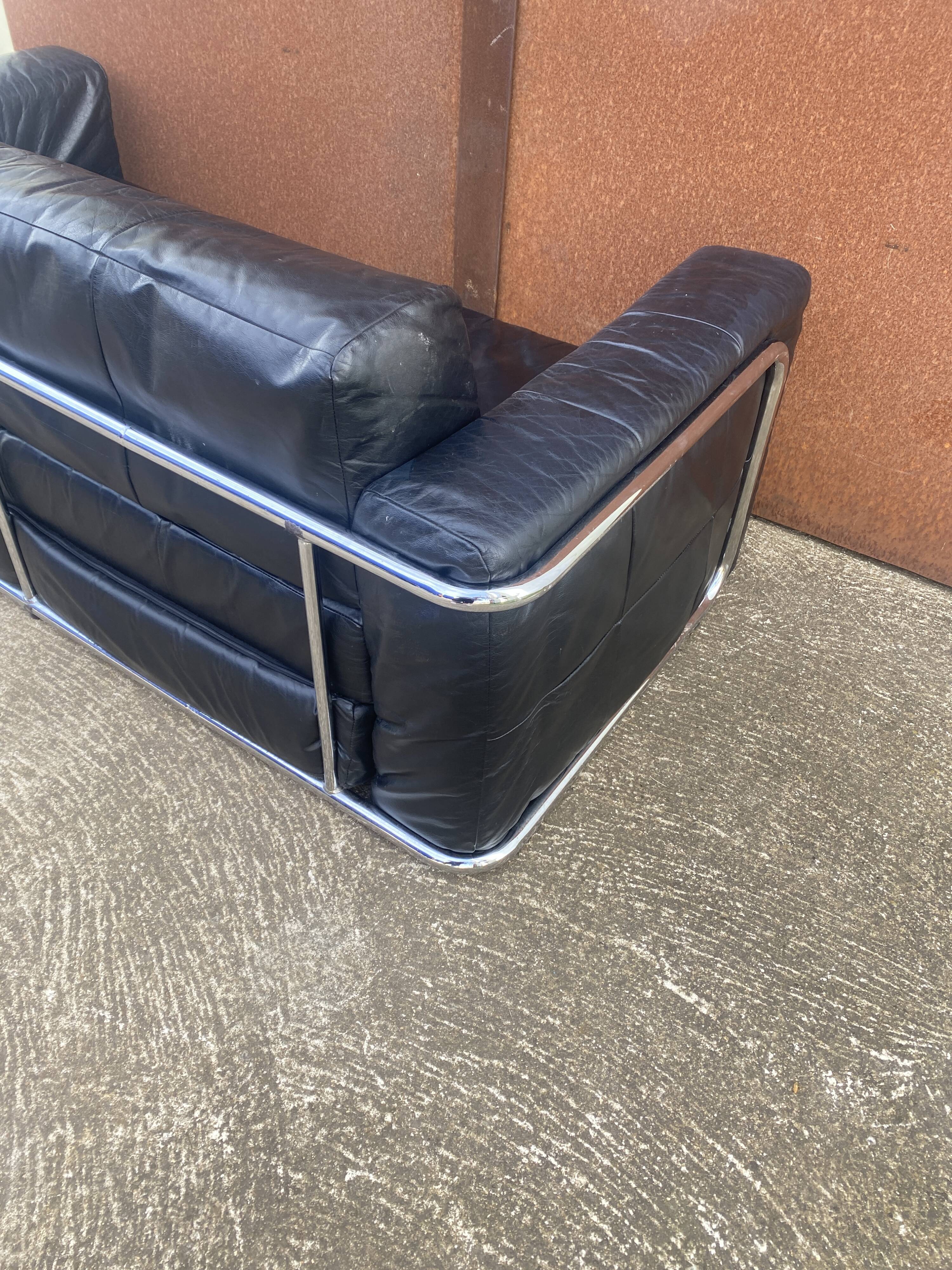 Canapé cuir et chrome vintage 1980