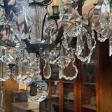 Bronze and cut crystal chandelier with 6 lights, early 20th century work.