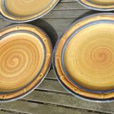 Set of 4 flat plates of the earthenware factory of Gien bamboo decoration - Vintage