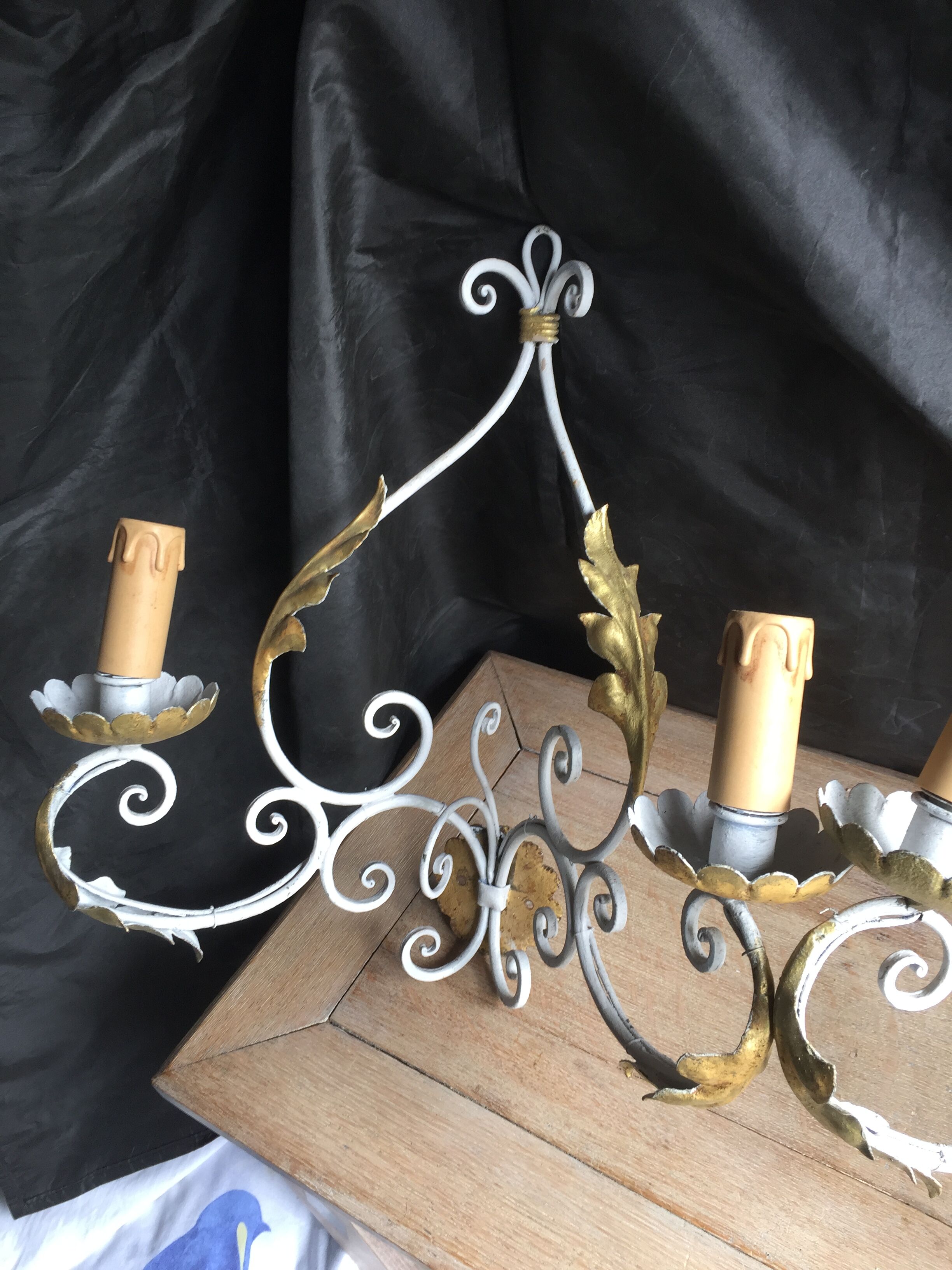 Pair of wrought iron appliques in working order.