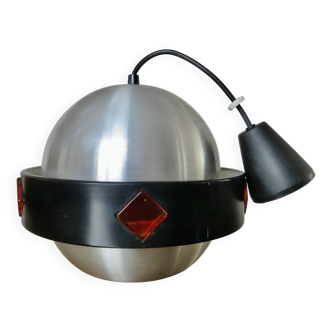 Space Age "Saturn" pendant light, 1970, aluminum, metal, resin