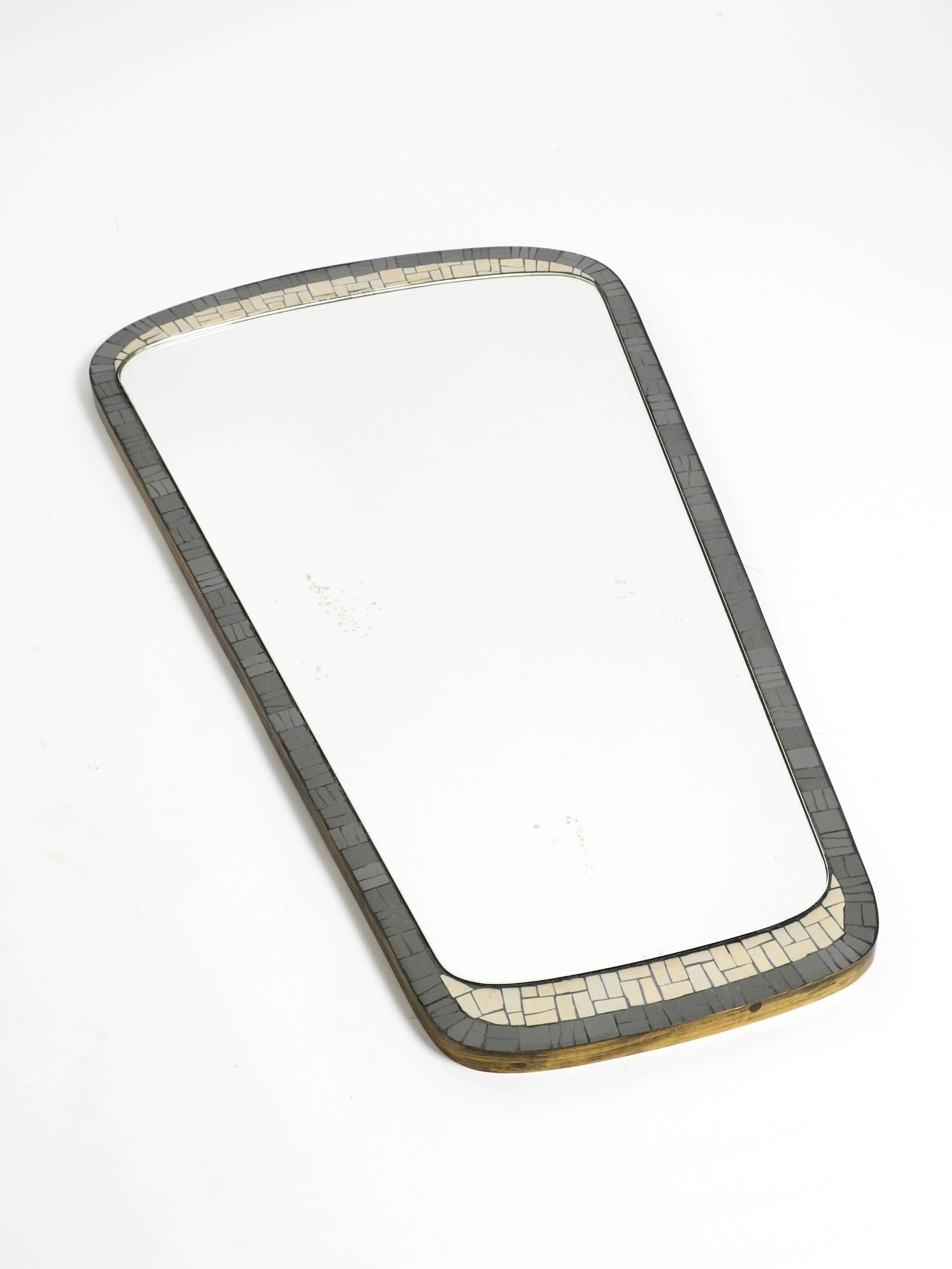 Mid Century mosaic wall mirror with brass frame by Münchner Zierspiegel