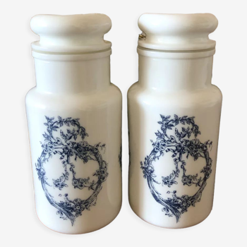 Apothecary jars in opaline