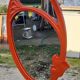 Vintage mirror enamelled cast iron orange