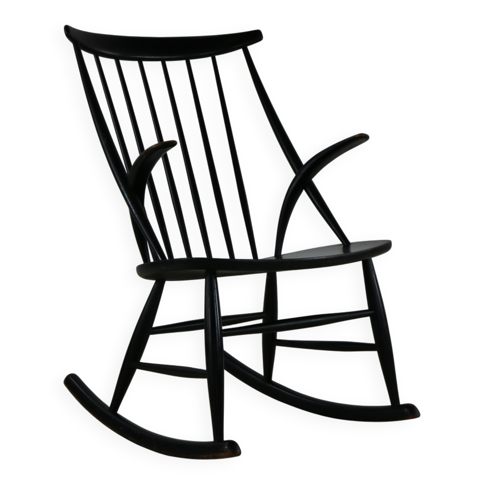 Chaise berçante en design danois par Illum Wikkelsø pour Niels Eilersen