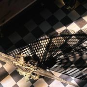 Vintage French brass fire screen, peacock design, 20th century.
