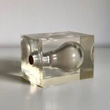 Sculpture inclusion in resin of a blue phosphorescent bulb attributed to Pierre Giraudon, 1970