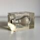 Sculpture inclusion in resin of a blue phosphorescent bulb attributed to Pierre Giraudon, 1970