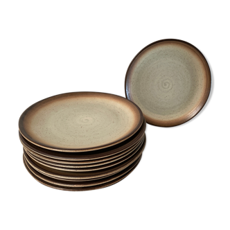 Set of 10 vintage sandstone plates Saint Amand