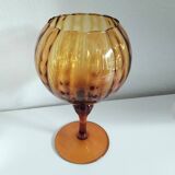 Coupe à pied cristal ambré - vintage