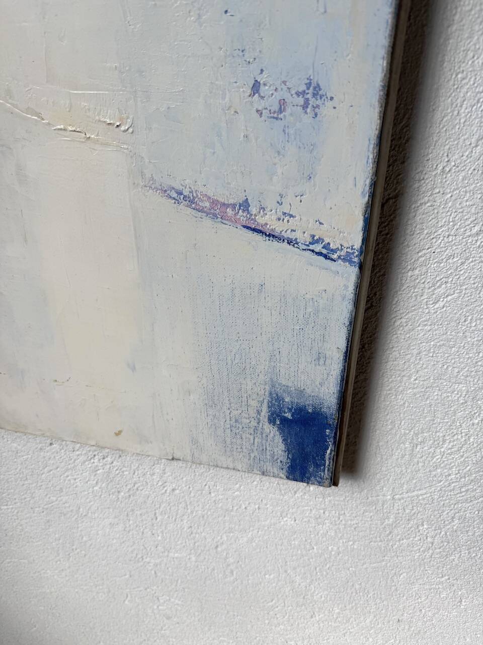 Toile abstraite blanche, peinture à l’huile XXème
