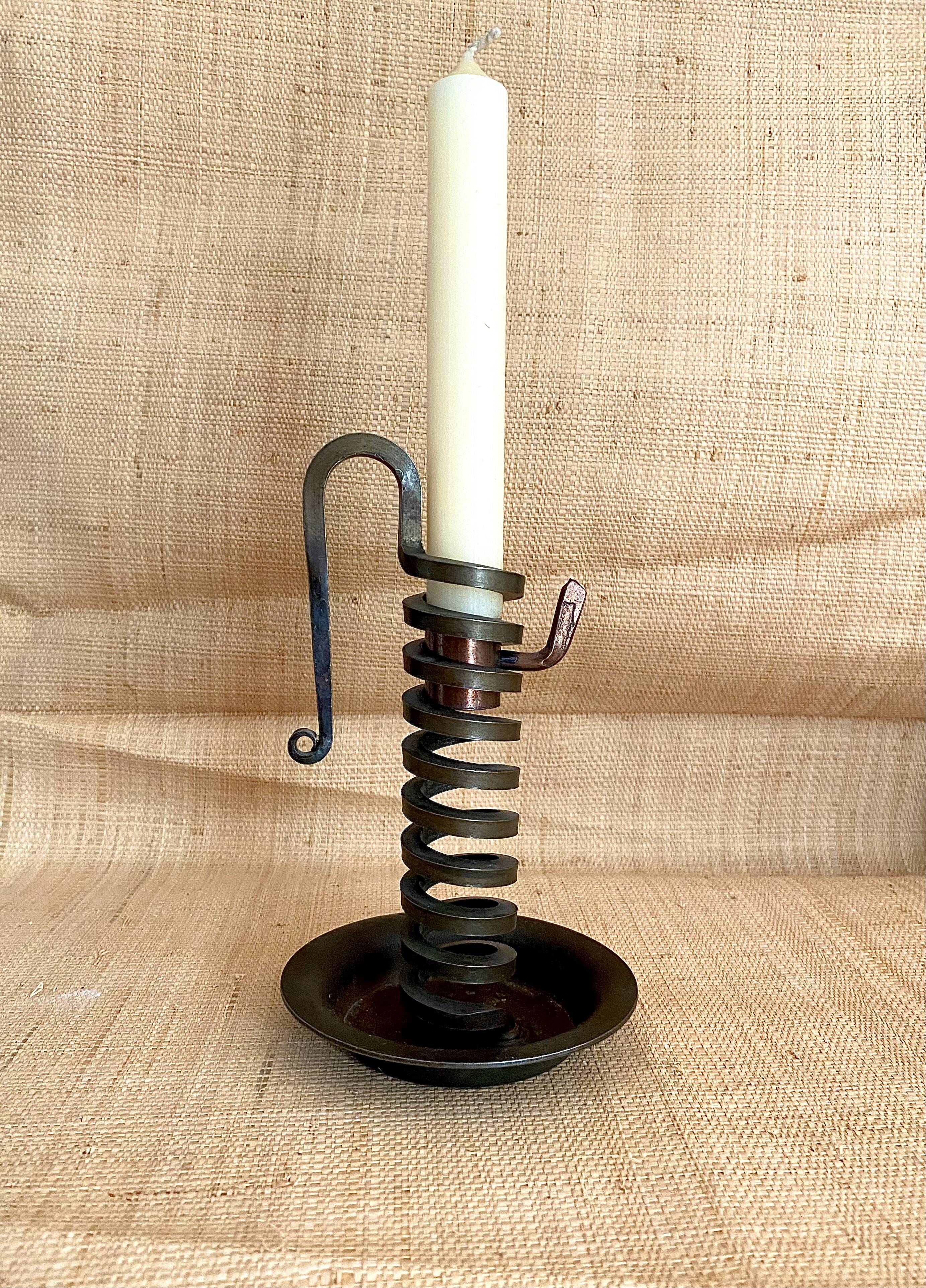 Spiral rat cave candlestick in wrought iron