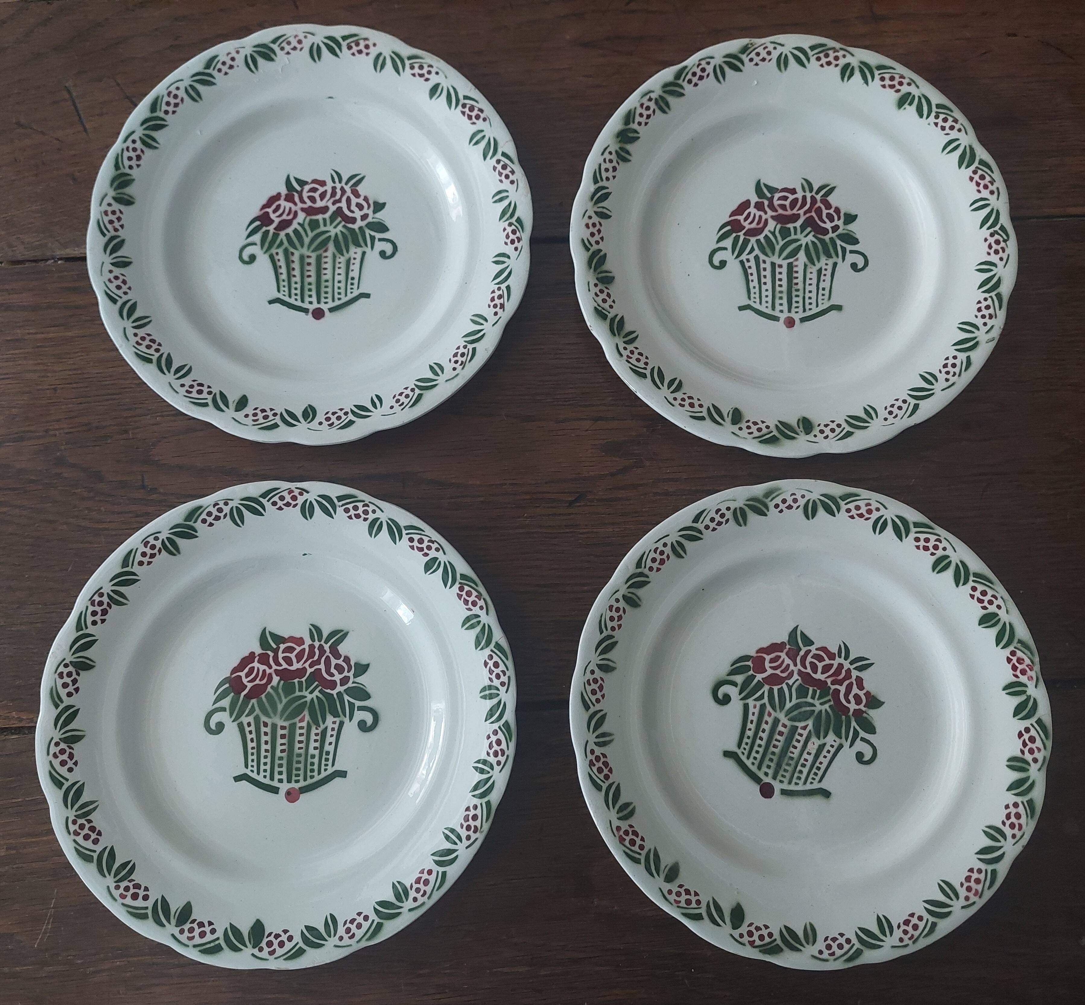 Choisy le Roi ironstone dessert plates, set of four