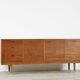 Buffet en teck Avalon des années 50, vintage moderne, style danois rétro.
