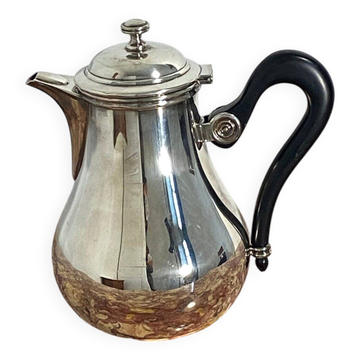 Saint Hilaire teapot in silver-plated metal, with a blackened handle.