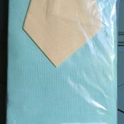 Water green tablecloth & 6 yellow napkins. France around 1980.