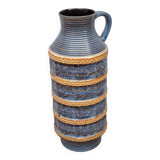 Large Bay Keramik vase in blue and ochre ceramic – West Germany, 47 cm