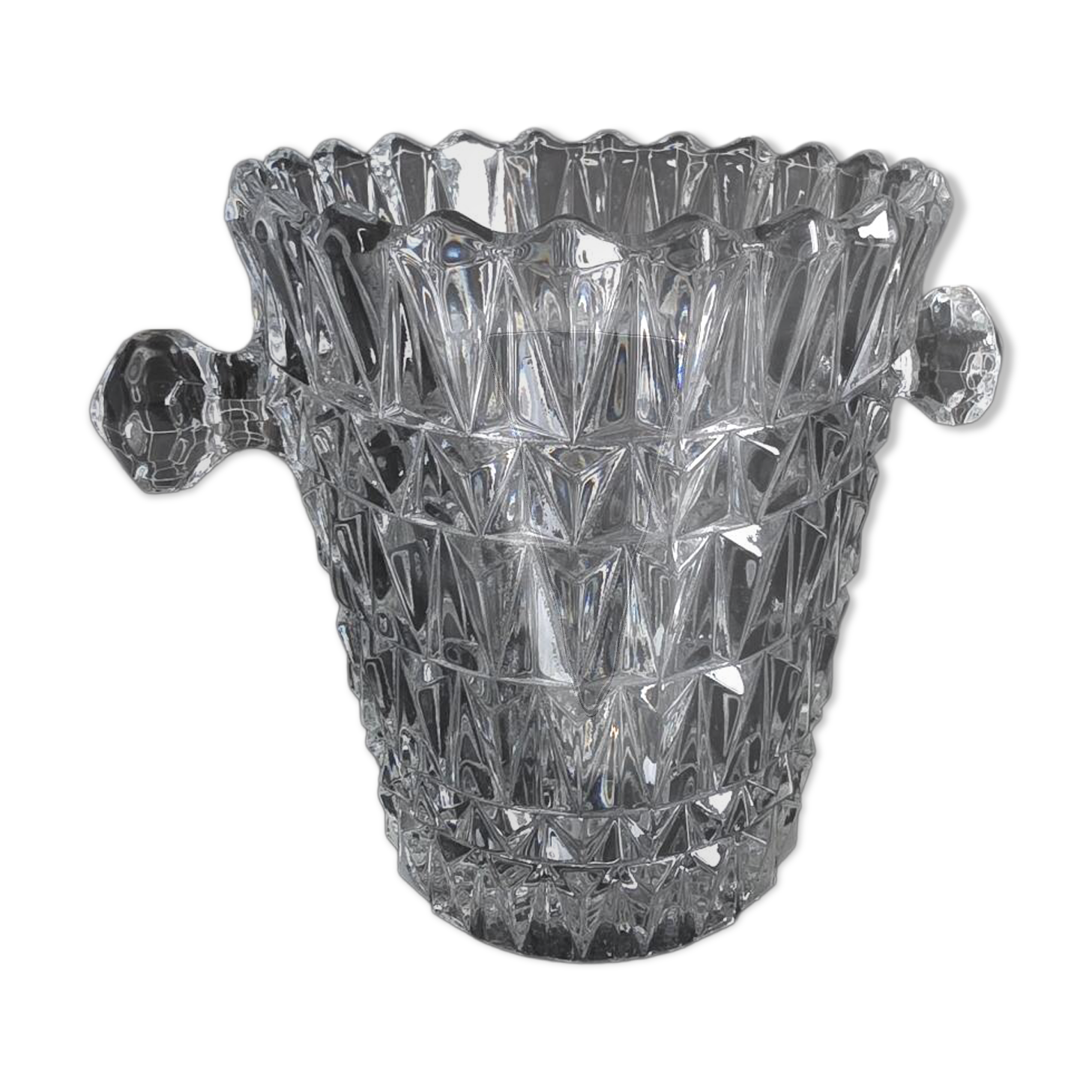 Seau à glaçons en cristal de Bohême signé – Tchécoslovaquie – Vintage
