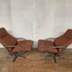 Pair of Scandinavian leather relax vintage armchairs brand Kebe