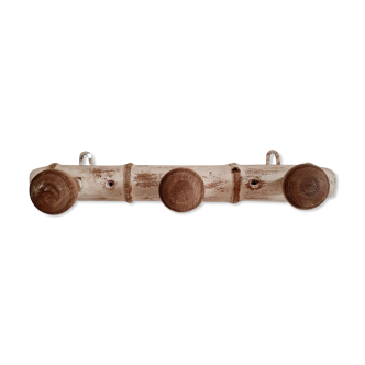 Coat rack wooden hook and patinated white