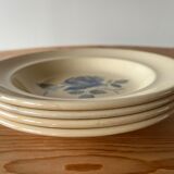 4 assiettes anciennes creuses Digoin & Sarreguemines "motif roses"