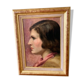 Portrait à l'huile signé