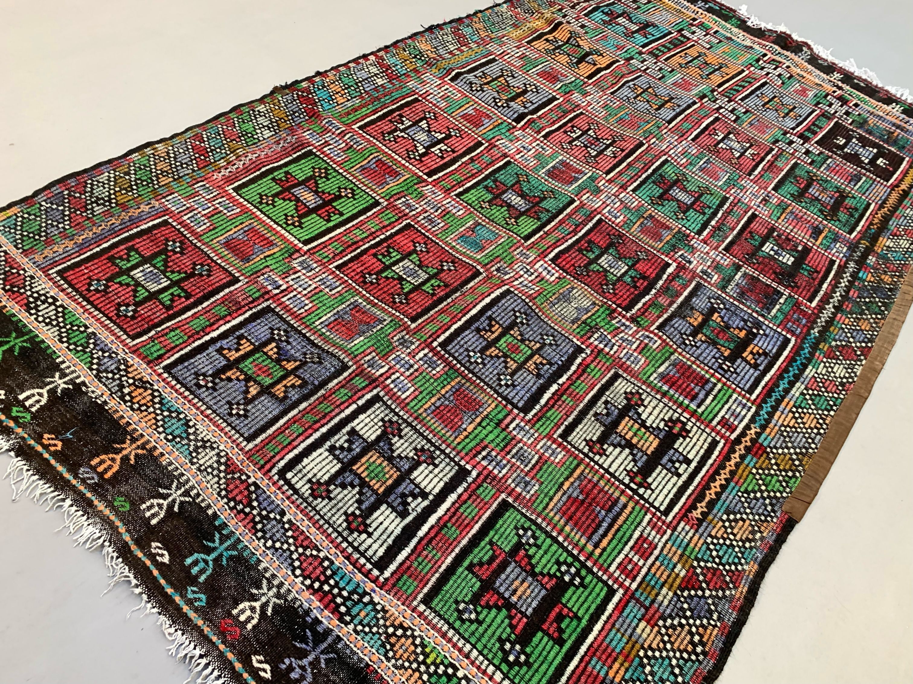 Large Vintage Turkish Kilim Rug 350x195 cm Wool Jajim Kelim